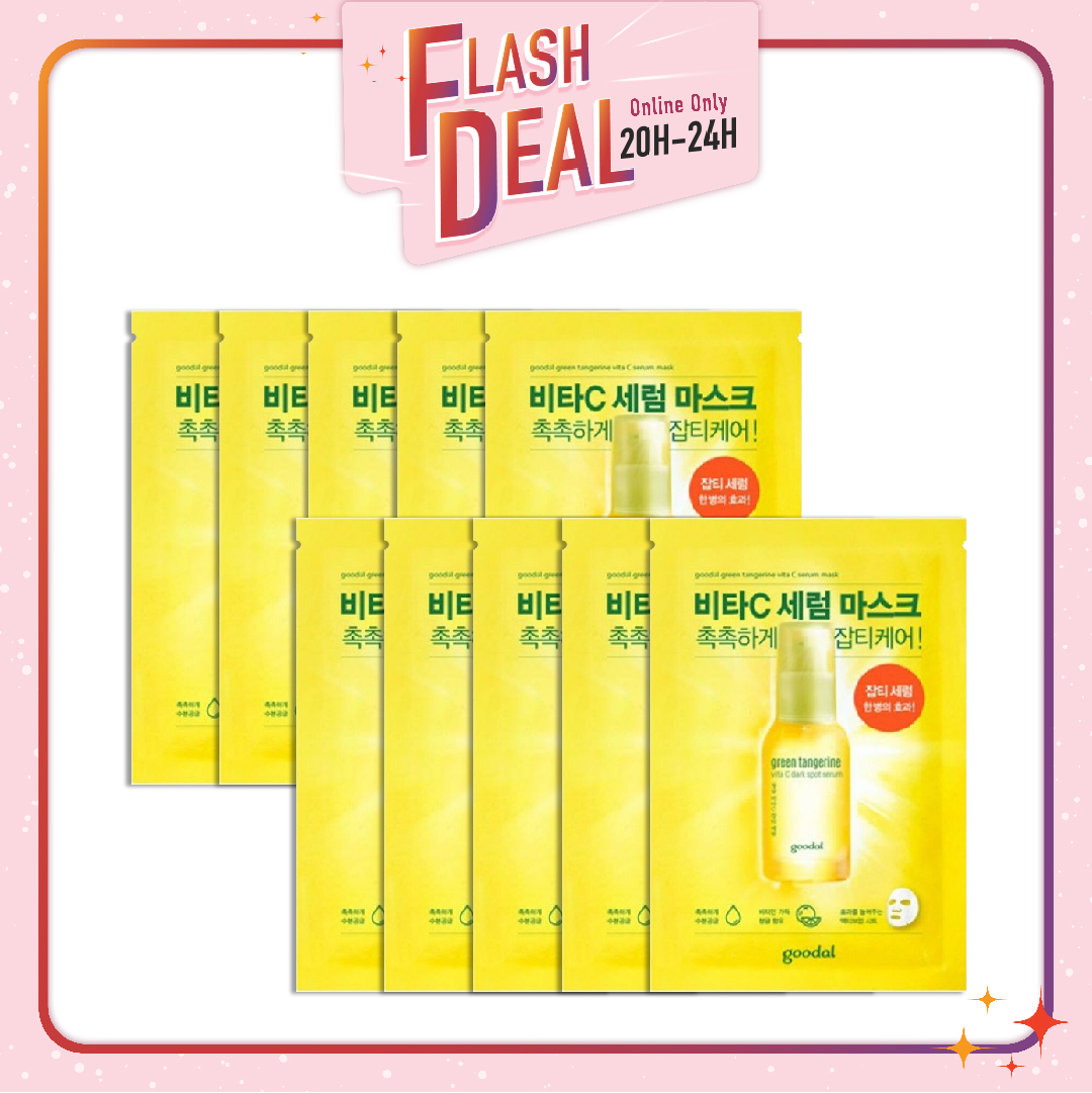 [Fs 8.3] Set 10 Mặt Nạ Dưỡng Sáng Da Goodal Green Tangerine Vita C Serum Sheet (30Ml)