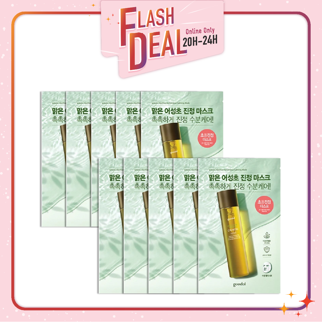 [Fs 8.3] Set 10 Mặt Nạ Dưỡng Ẩm Làm Dịu Da Goodal Houttuynia Cordata Calming 30Ml
