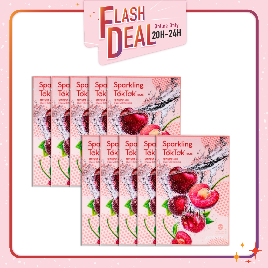 [Fs 8.3] Set 10 Mặt Nạ Giấy Dưỡng Da Mịn Mượt Peripera Sparkling Toktok Time #3 Cherry Refreshing