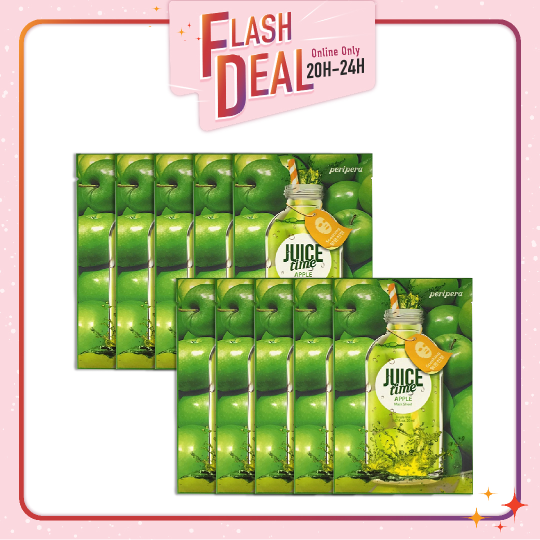 [Fs 8.3] Set 10 Mặt Nạ Giấy Cung Cấp Năng Lượng Cho Da Peripera Juice Time 03 Apple Soothing