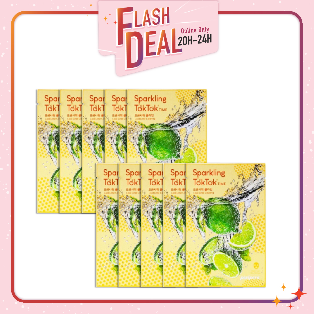 [Fs 8.3] Set 10 Mặt Nạ Giấy Thanh Lọc Làn Da Peripera Sparkling Toktok Time #1 Cool Lime Clearing
