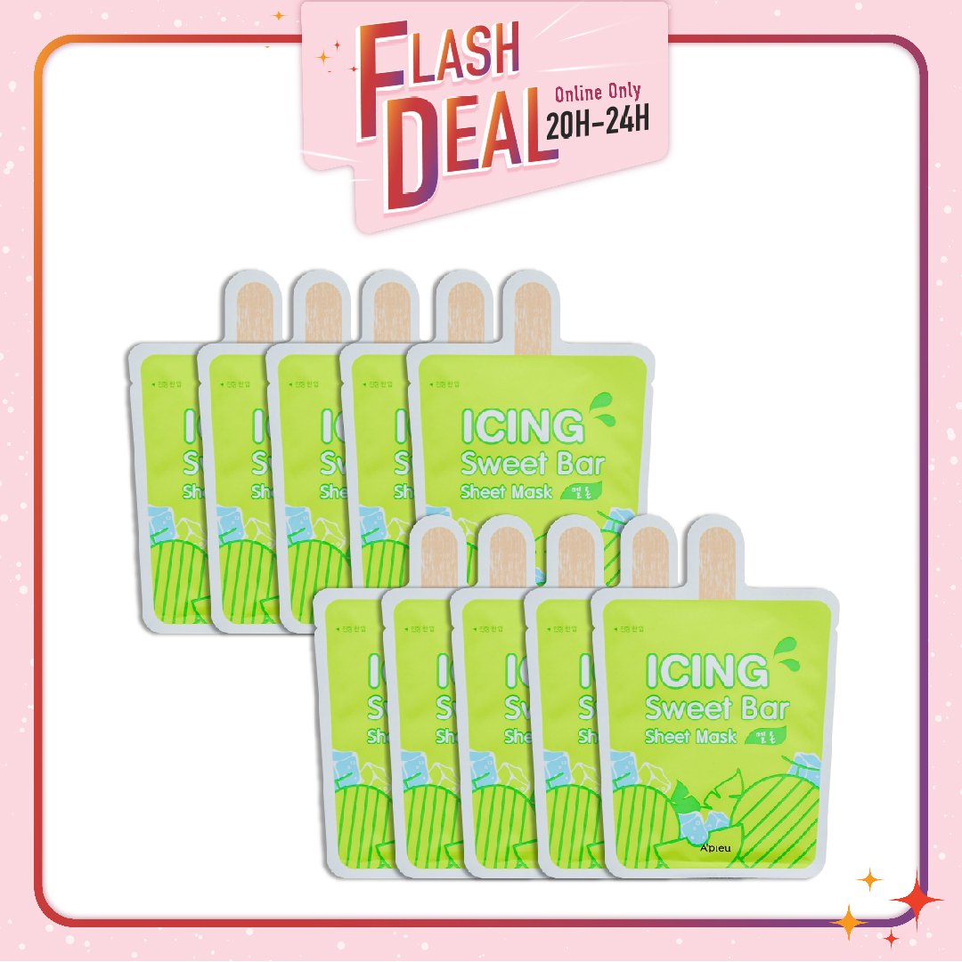 [Fs 8.3] Set 10 Mặt Nạ Giấy Làm Dịu Da A'pieu Icing Sweet Bar - Melon