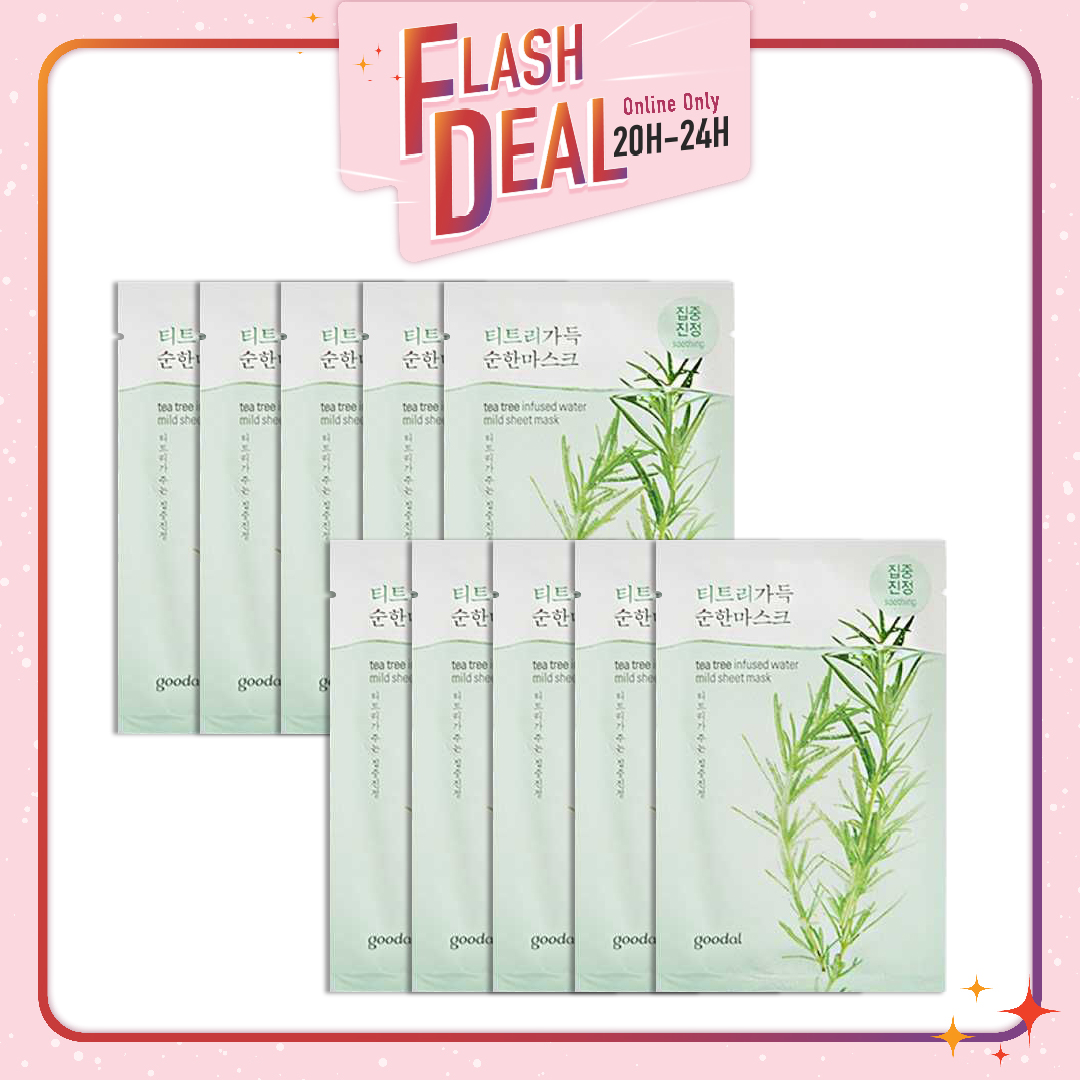 [Fs 8.3] Set 10 Mặt Nạ Giấy Làm Dịu Da Goodal Tea Tree Infused Water Mild