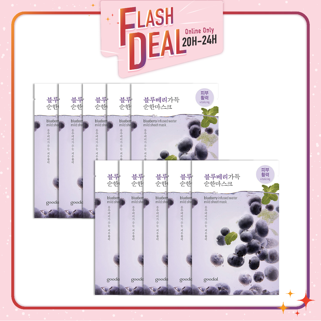[Fs 8.3] Set 10 Mặt Nạ Tái Tạo Da Trẻ Khỏe Goodal Blueberry Infused Water Mild