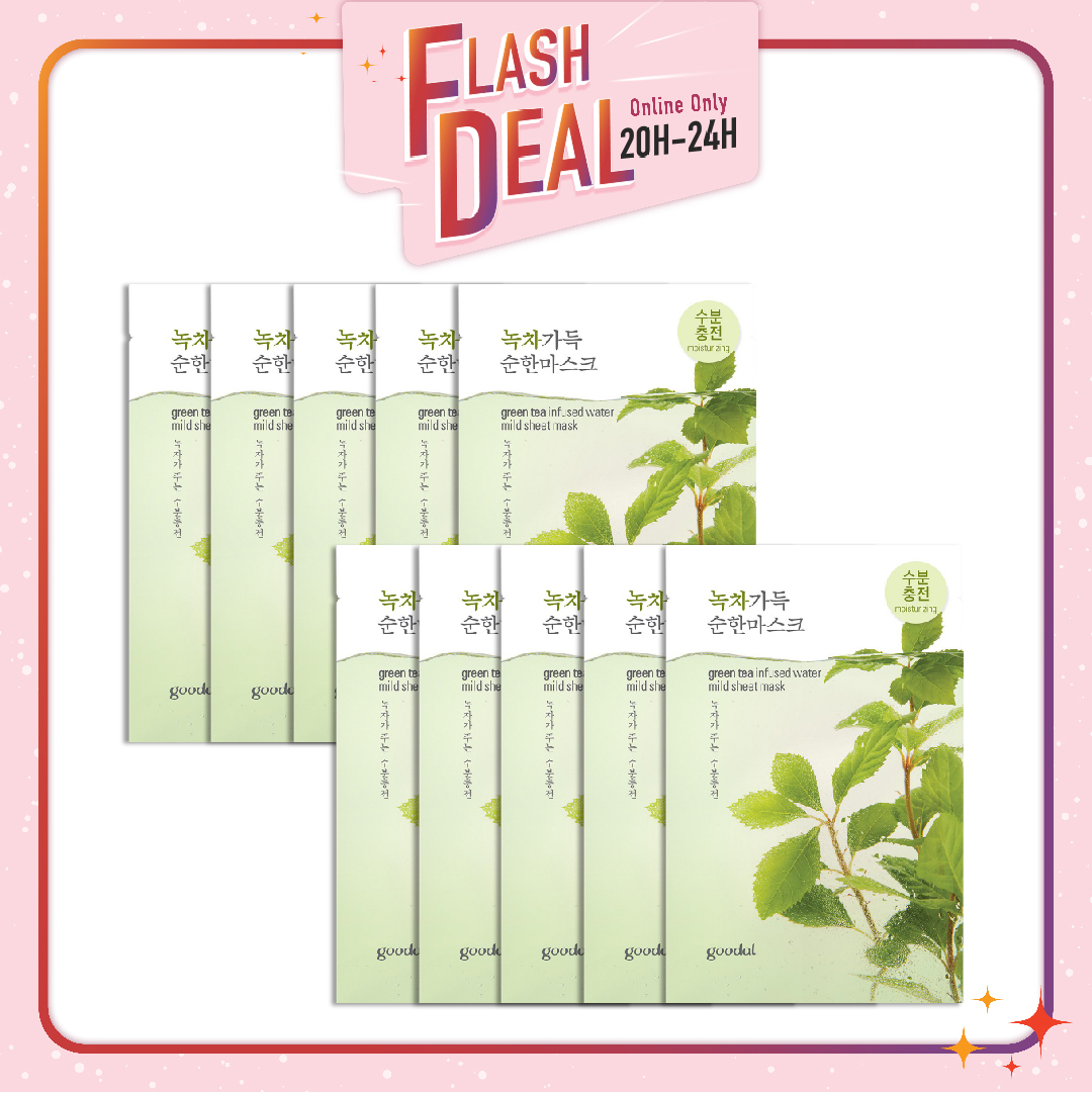 [Fs 8.3] Set 10 Mặt Nạ Dưỡng Ẩm, Tái Tạo Da Goodal Greentea Infused Water Mild