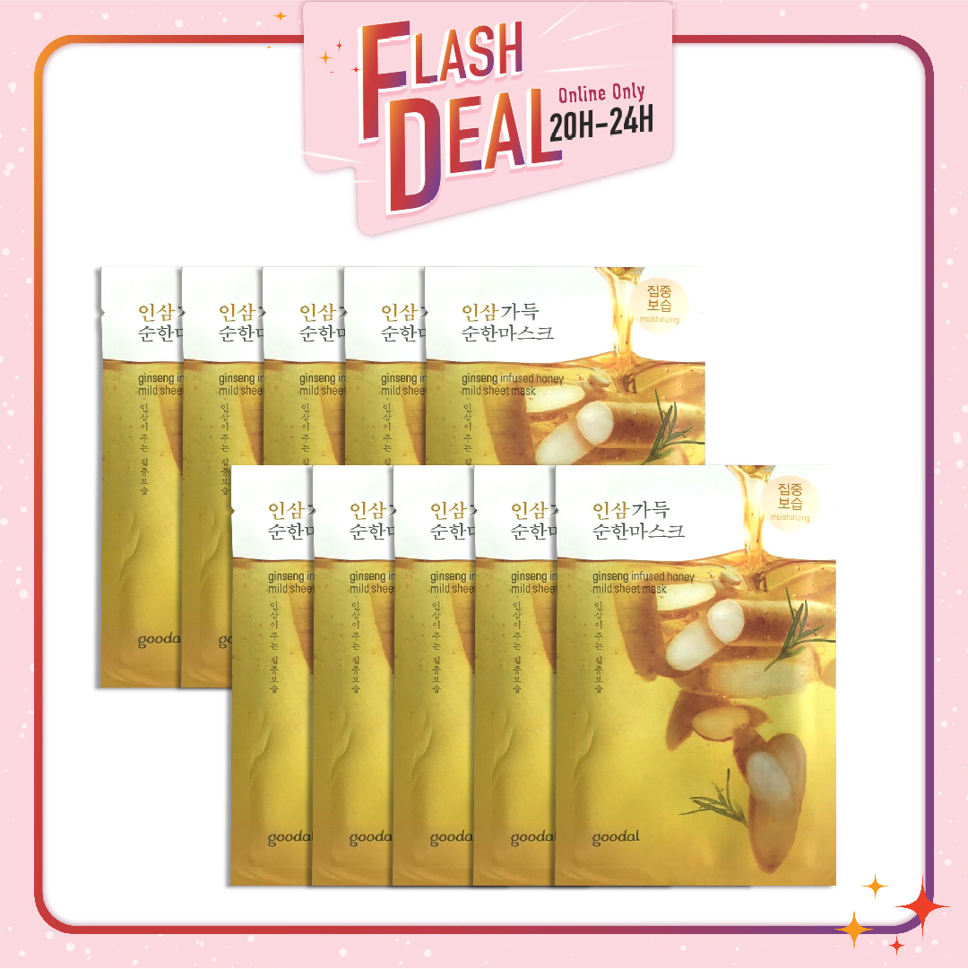 [Fs 8.3] Set 10 Mặt Nạ Giấy Dưỡng Da Trẻ Hóa Goodal Ginseng Infused Honey Mild