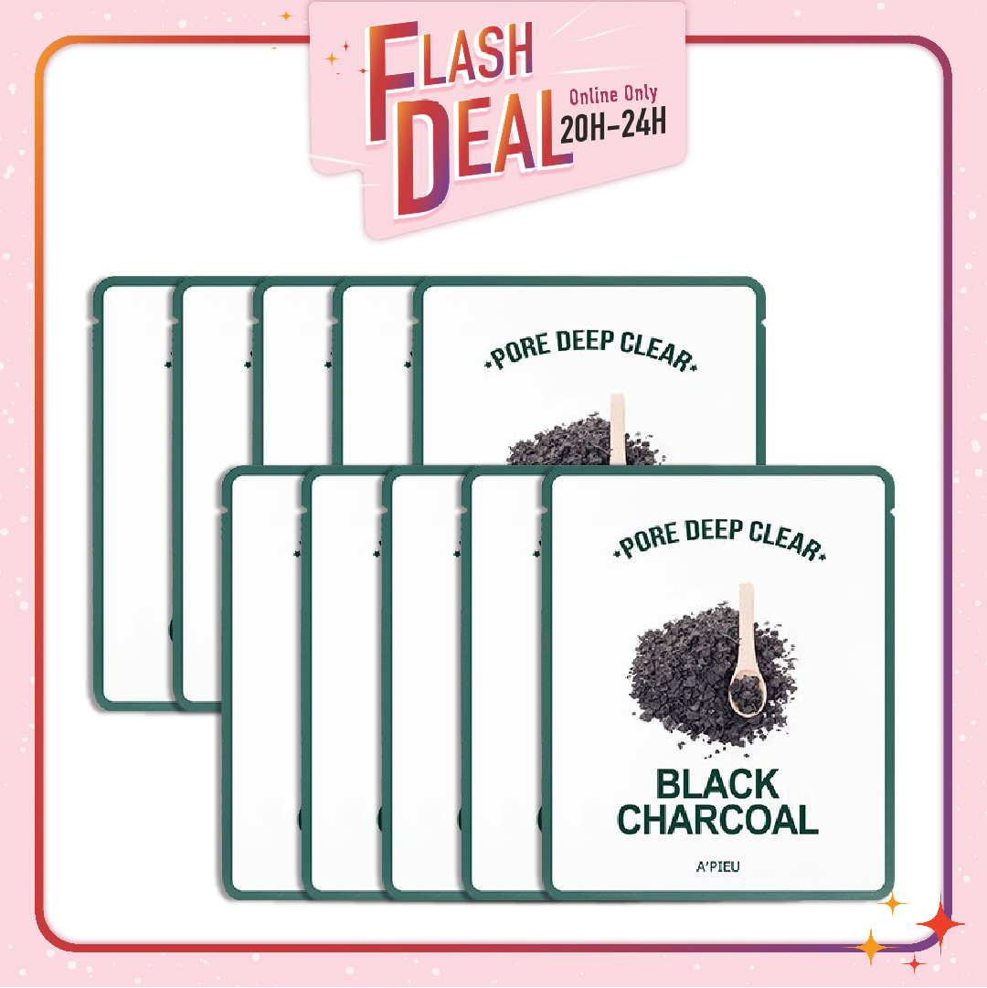 [Fs 8.3] Set 10 Mặt Nạ Giấy Chăm Sóc Lỗ Chân Lông A'pieu Pore Deep Clear Black Charcoal