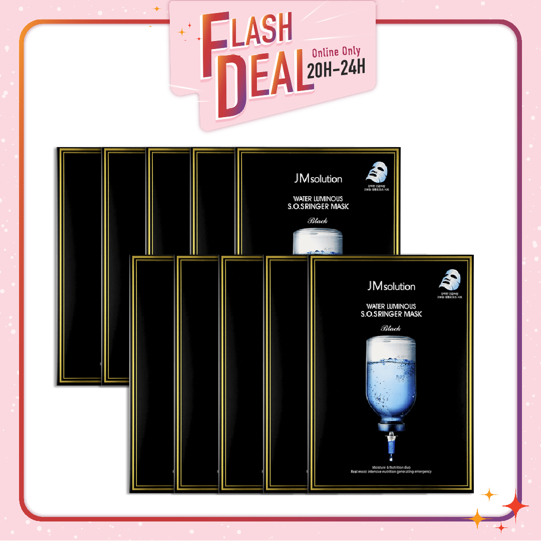 [Fs 8.3] Set 10 Mặt Nạ Tăng Cường Sinh Khí Làn Da Jmsolution Water Luminous Sos Linger Black