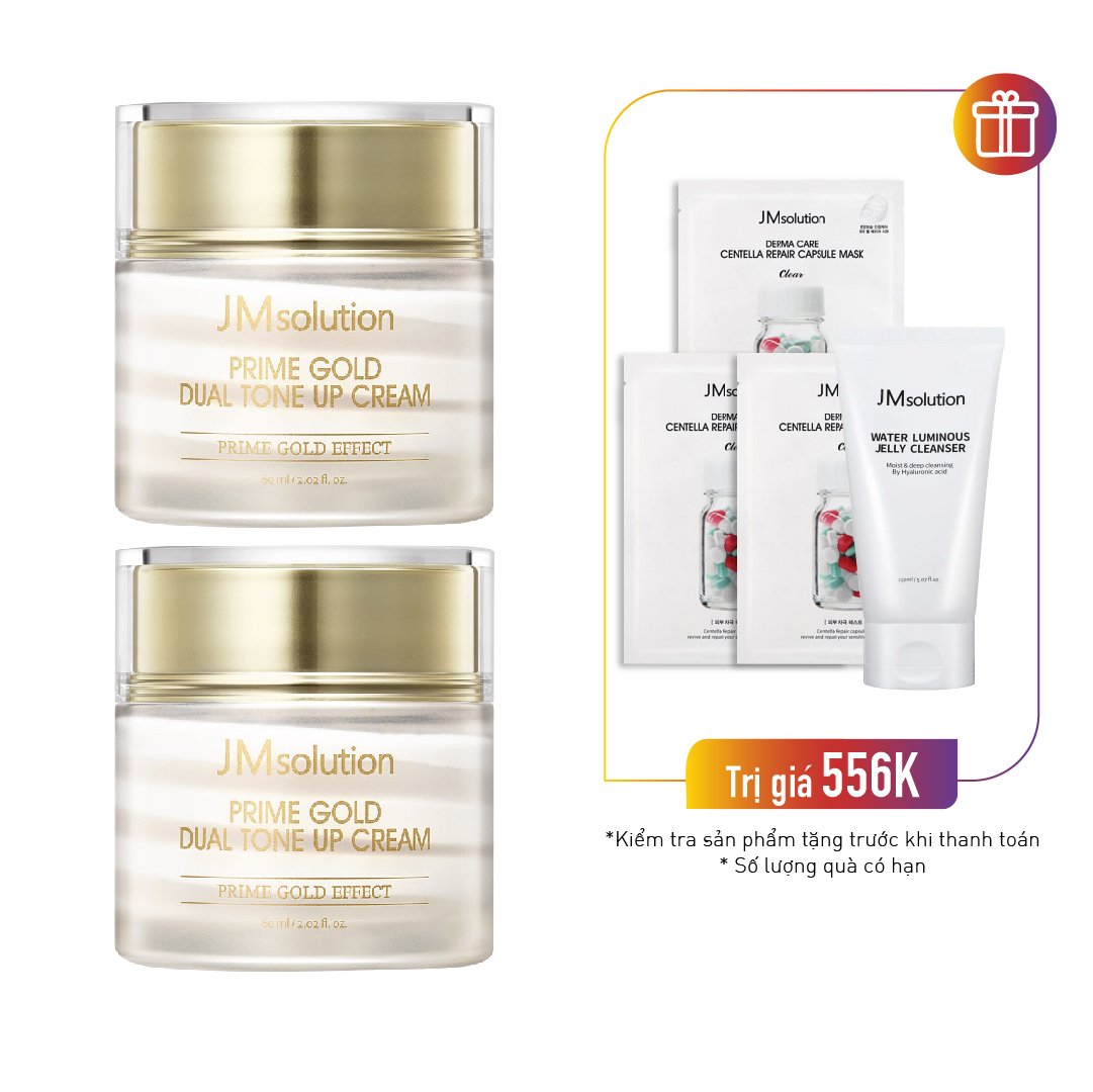 Combo 2 Hộp Kem Dưỡng Nâng Tông Sáng Da Jmsolution Prime Gold Dual Tone Up Cream 60Ml