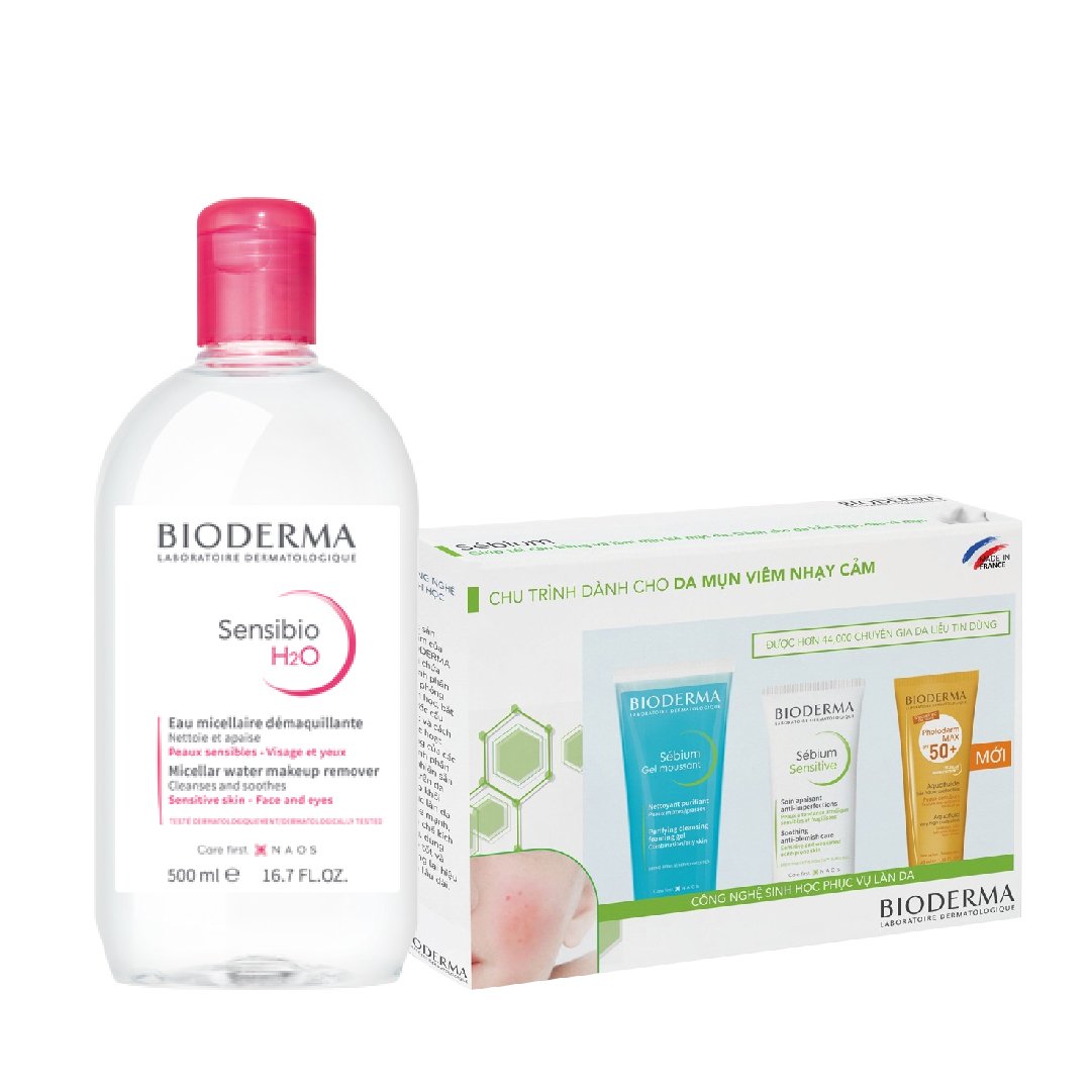 [Tặng Gift Box Trị Giá 120K] Dung Dịch Làm Sạch Và Tẩy Trang Cho Da Nhạy Cảm Bioderma Sensibio H2O 500Ml