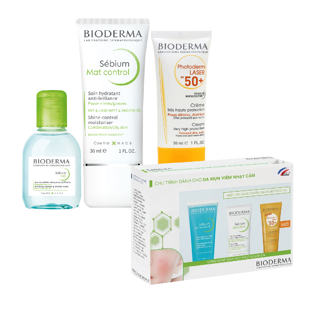 [Mua 2 Tặng 2] Combo Tẩy Trang Và Kem Dưỡng Ẩm Kiềm Dầu Cho Da Hỗn Hợp Và Da Dầu Bioderma Sebium (Tặng Kem Chống Nắng + Gift Box)