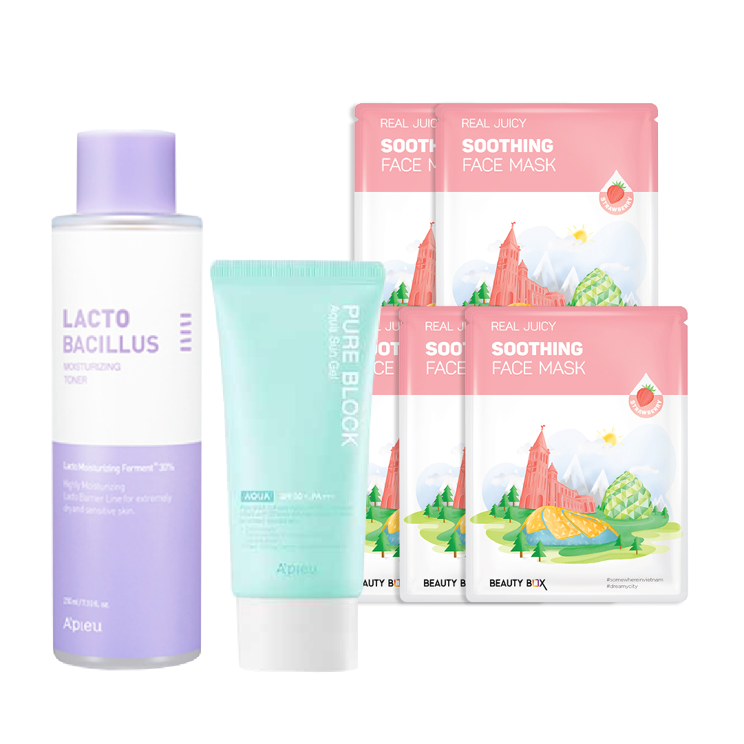 [Ls 26/9.S2 - Mua 1 Tặng 7] Combo Nước Cân Bằng Dưỡng Ẩm A'pieu Lactobacillus Moisturizing (Tặng Kem Chống Nắng A'pieu & 5 Mặt Nạ Beauty Box)