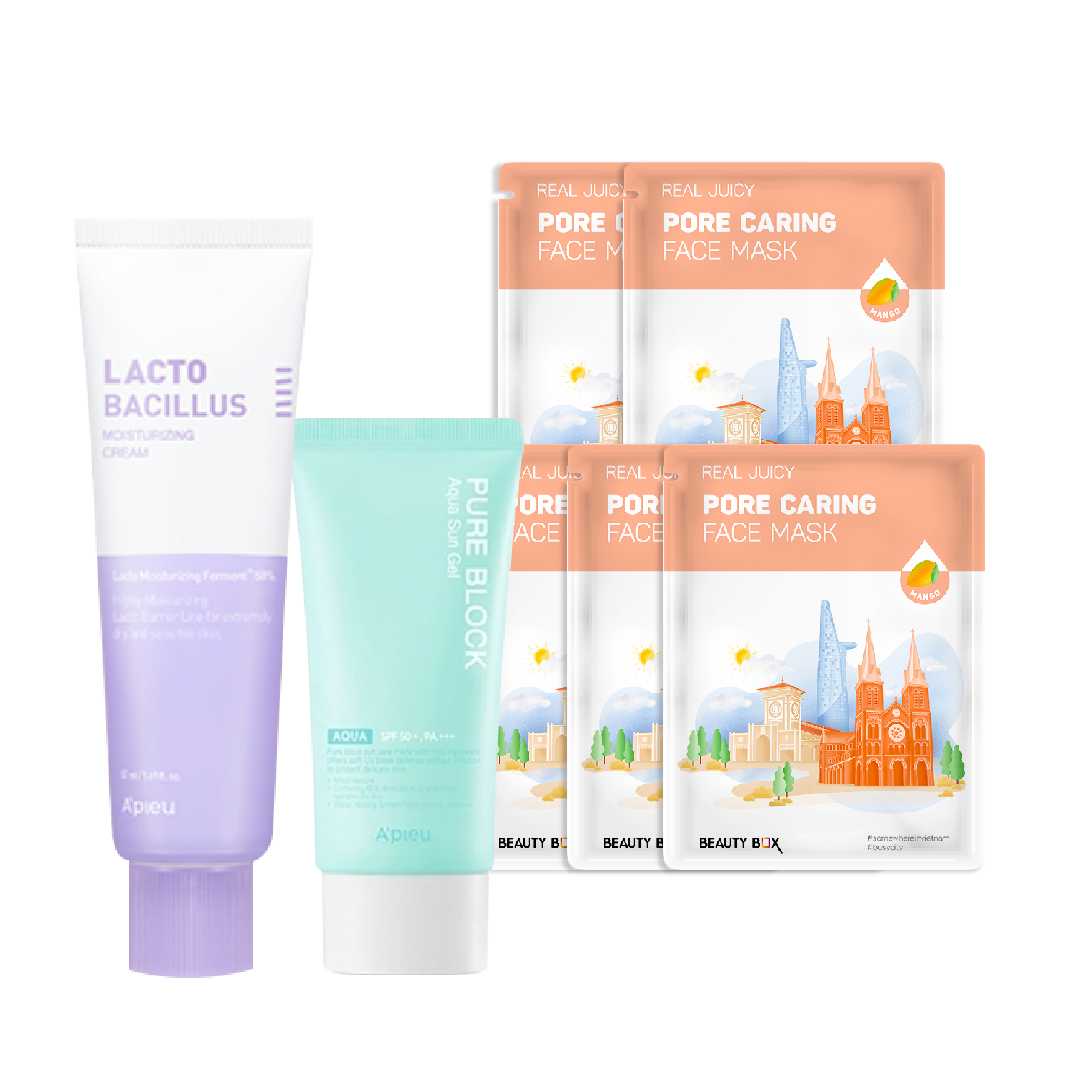 [Ls 26/9.S2 - Mua 1 Tặng 7] Combo Kem Dưỡng Ẩm A'pieu Lactobacillus Moisturizing (Tặng Kem Chống Nắng A'pieu & 5 Mặt Nạ Beauty Box)