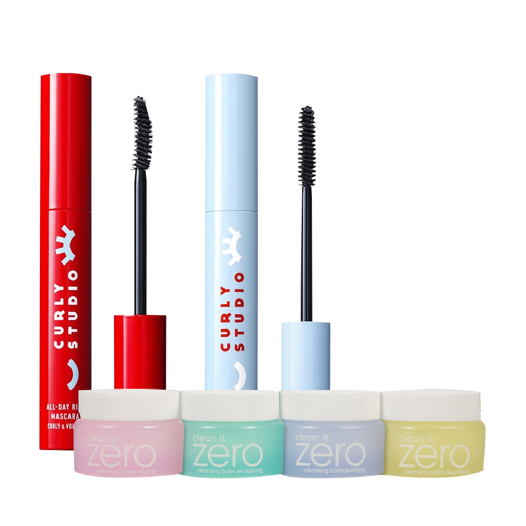 [Mua 1 Tặng 2] Combo Mascara Chống Trôi, Làm Cong & Dày Mi Curly Studio All - Day Rise Mascara (Tặng Mascara + Bộ Kit Tẩy Trang Banila Co)