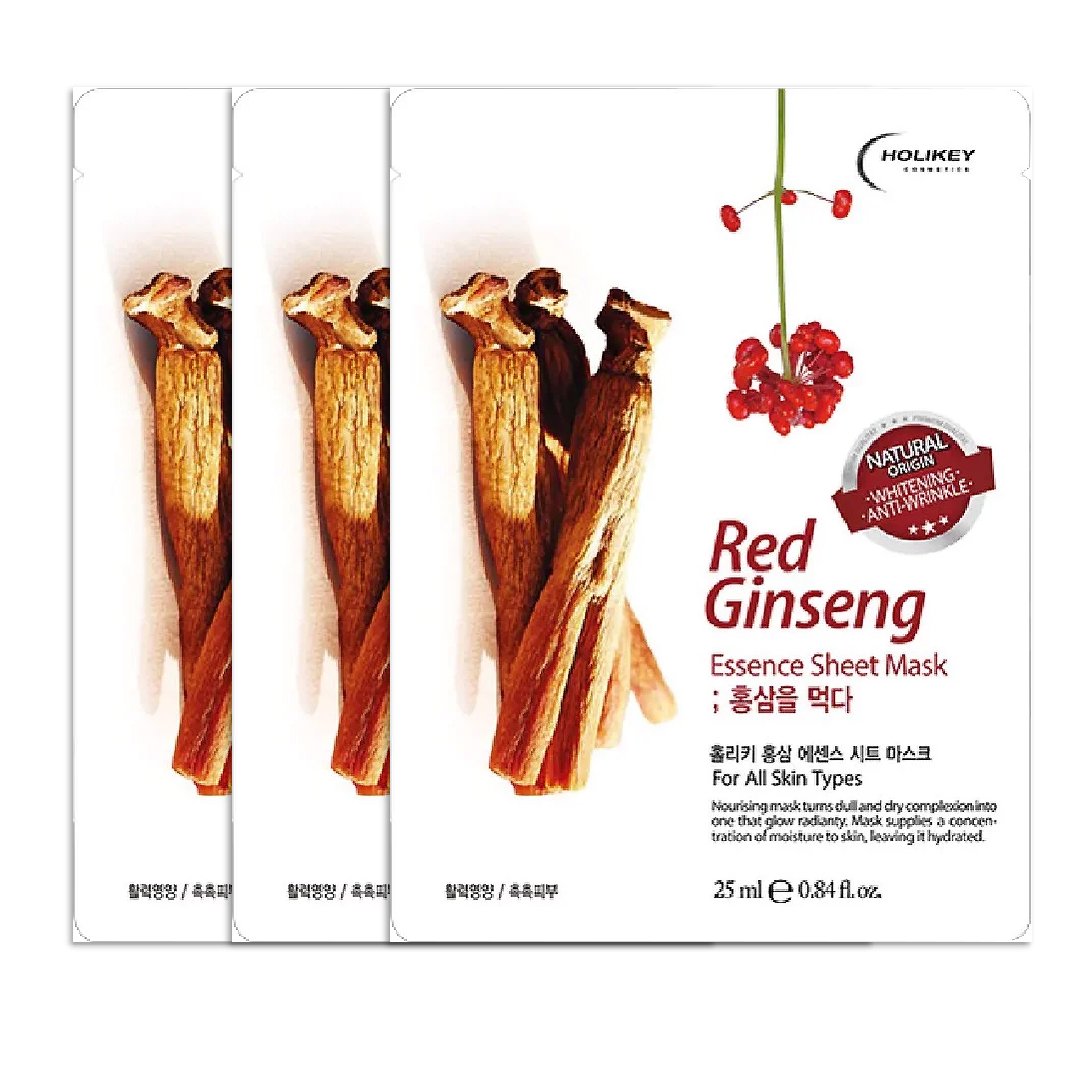 Combo 3 Mặt Nạ Nhân Sâm Đỏ Trẻ Hóa Làn Da Holikey Red Ginseng Essence Sheet Mask 25Ml