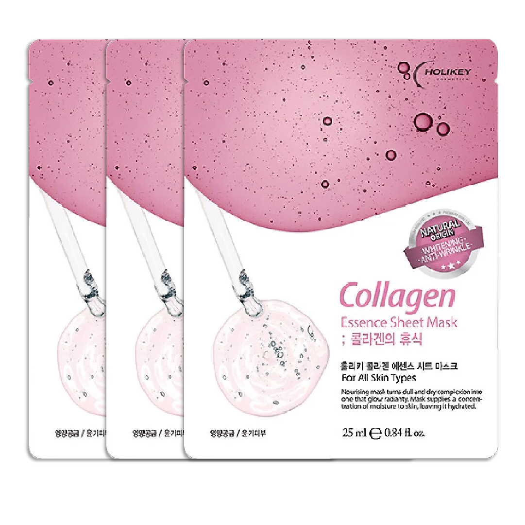 Combo 3 Mặt Nạ Collagen Dưỡng Ẩm Cải Thiện Đàn Hồi Da Holikey Collagen Essence Sheet Mask 25Ml