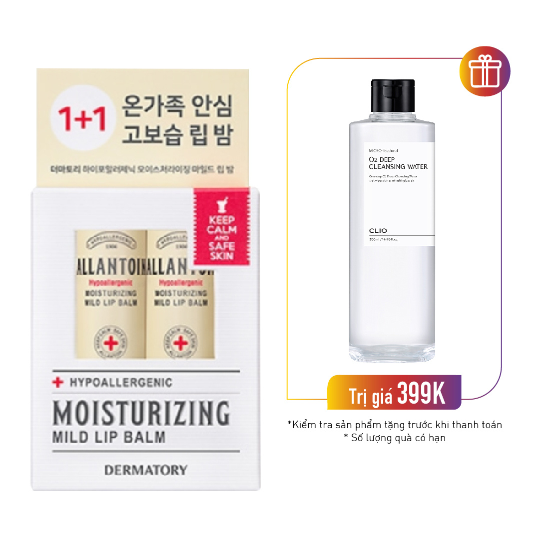 Son Dưỡng Môi Dermatory Hypoallergenic Moisturizing Mild Lip Balm Duo (3.3G + 3.3G)