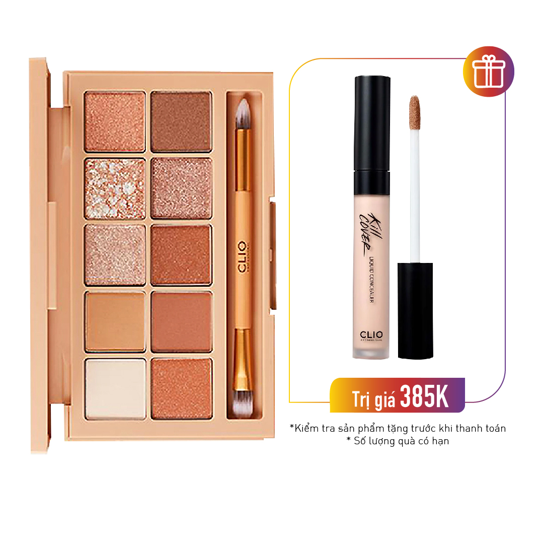 Combo Chì Kẻ Mày & Màu Mắt Trang Điểm Clio Pro Eye Palette 02 Brown Choux
