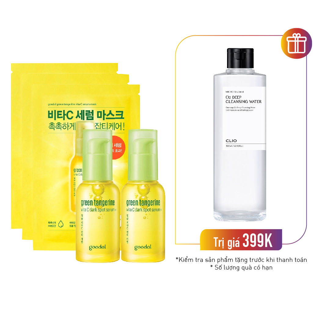 Bộ Dưỡng Chăm Sóc Da Goodal Green Tangerine Vita C Dark Spot Serum Plus Double Edition