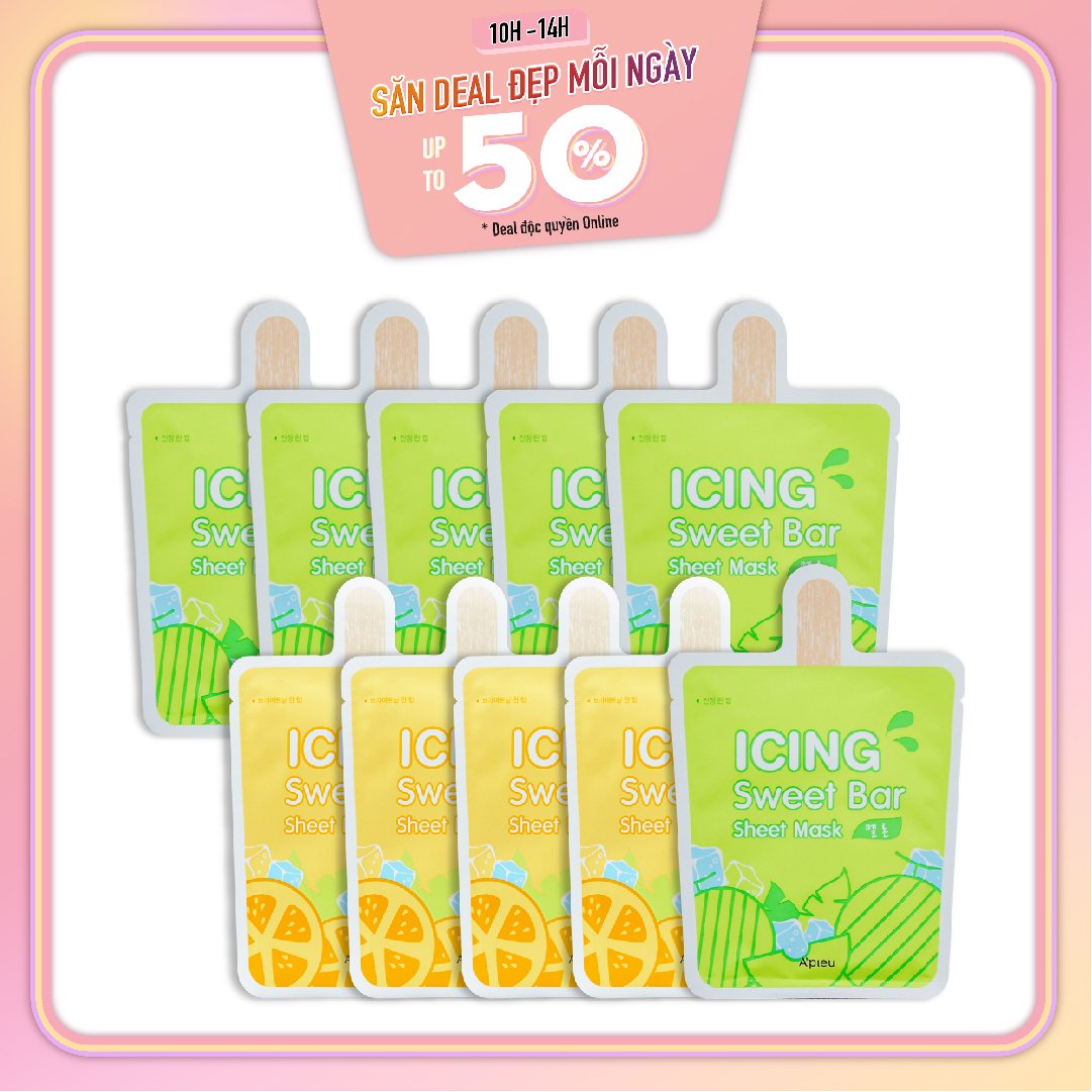 Combo 10 Mặt Nạ Làm Dịu & Sáng Mịn Da A'pieu Icing Sweet Bar Sheet