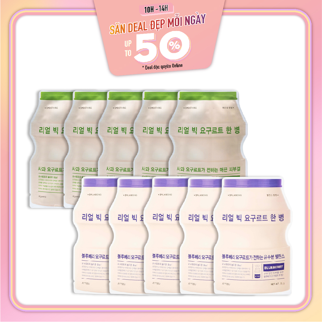 Combo 10 Mặt Nạ Giấy Dưỡng Da Săn Chắc, Mịn Màng A'pieu Real Big Yogurt One - Bottle