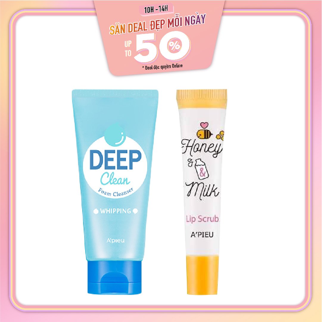 Combo Sữa Rửa Mặt Sạch Sâu, Cấp Ẩm A'pieu Deep Clean Foam Cleanser Whipping 130Ml
