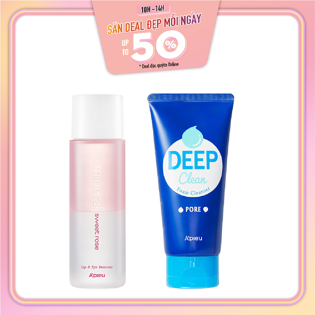 Combo Sữa Rửa Mặt & Tẩy Trang Mắt Môi A'pieu Mineral Lip&Eye Remover