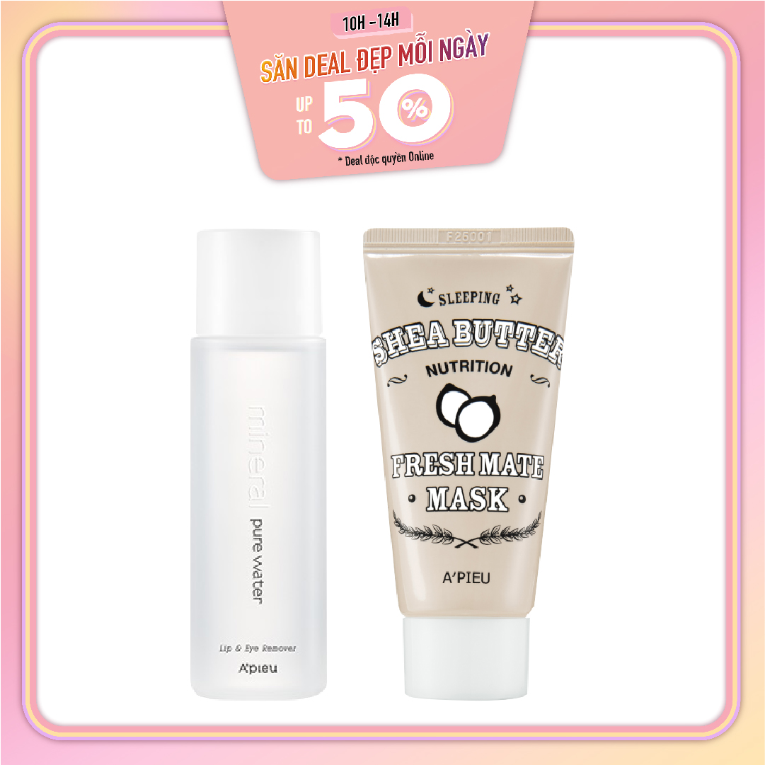 Combo Mặt Nạ Rửa & Tẩy Trang Mắt Môi A'pieu Mineral Lip&Eye Remover (Pure Water)