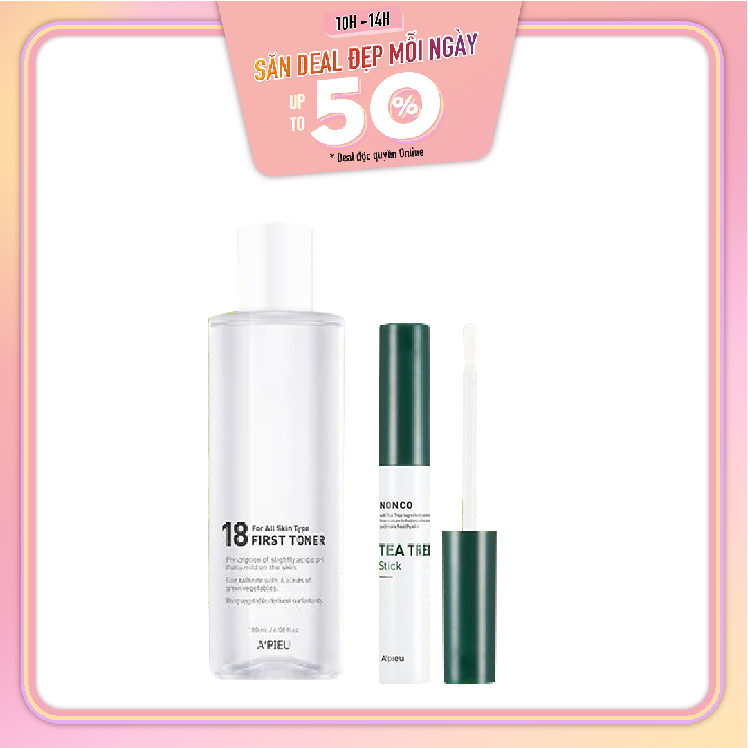 Combo Nước Cân Bằng Dưỡng Ẩm, Săn Mịn Lỗ Chân Lông A'pieu 18 First Toner