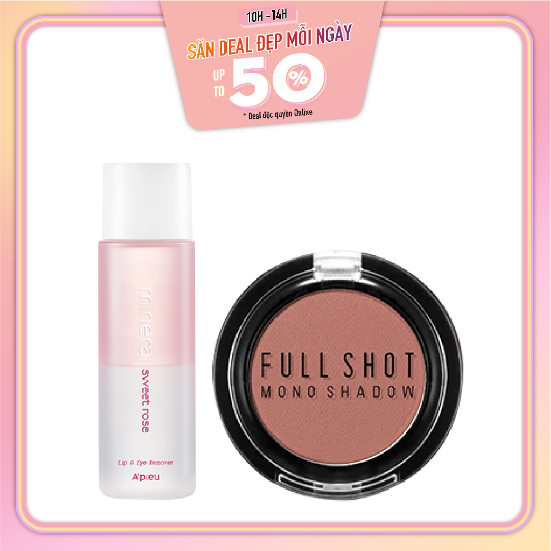 Combo Màu Mắt & Tẩy Trang Mắt Môi A'pieu Mineral Lip&Eye Remover (Sweet Rose)