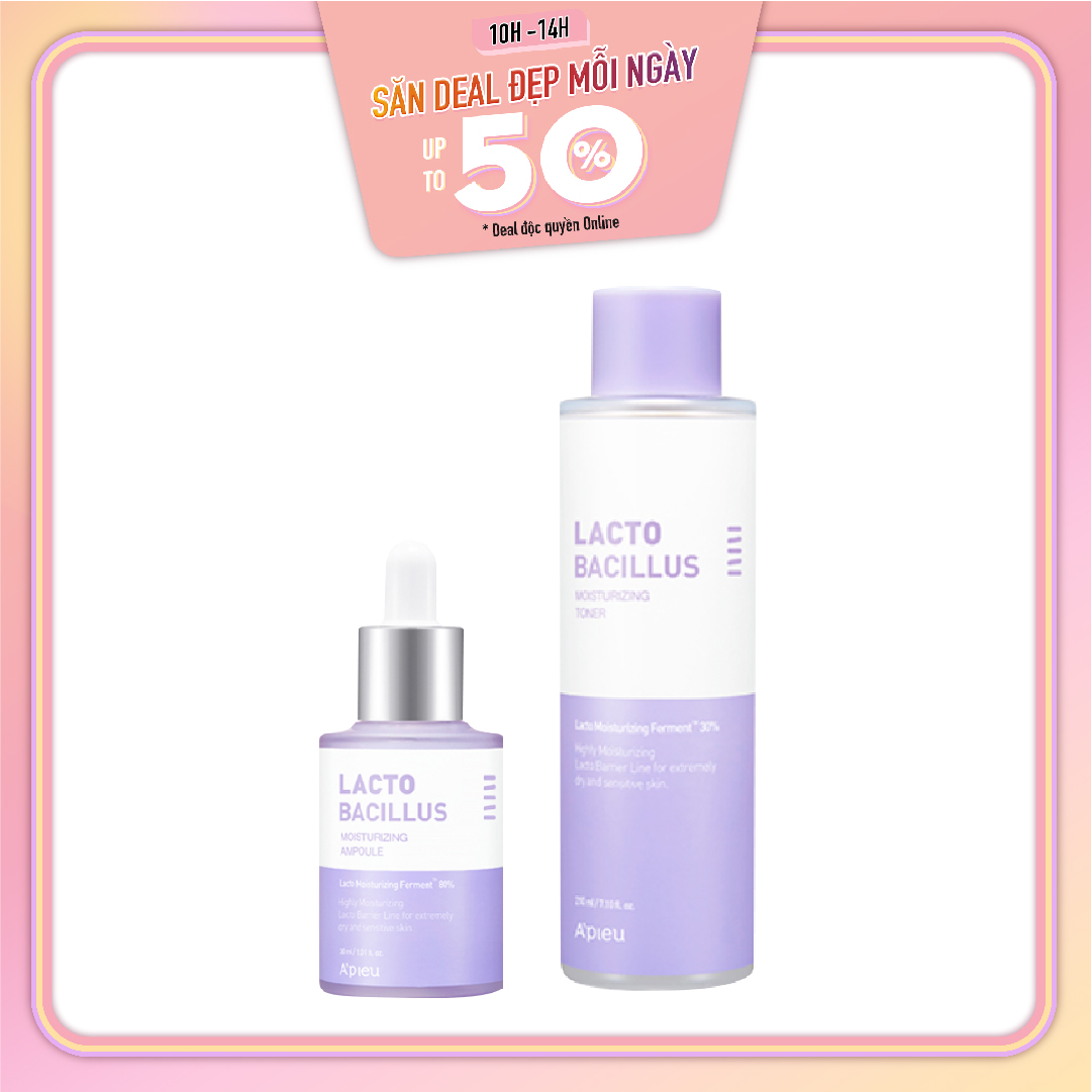 Combo Nước Cân Bằng & Tinh Chất Dưỡng Ẩm A'pieu Lactobacillus Moisturizing Ampoule 30Ml