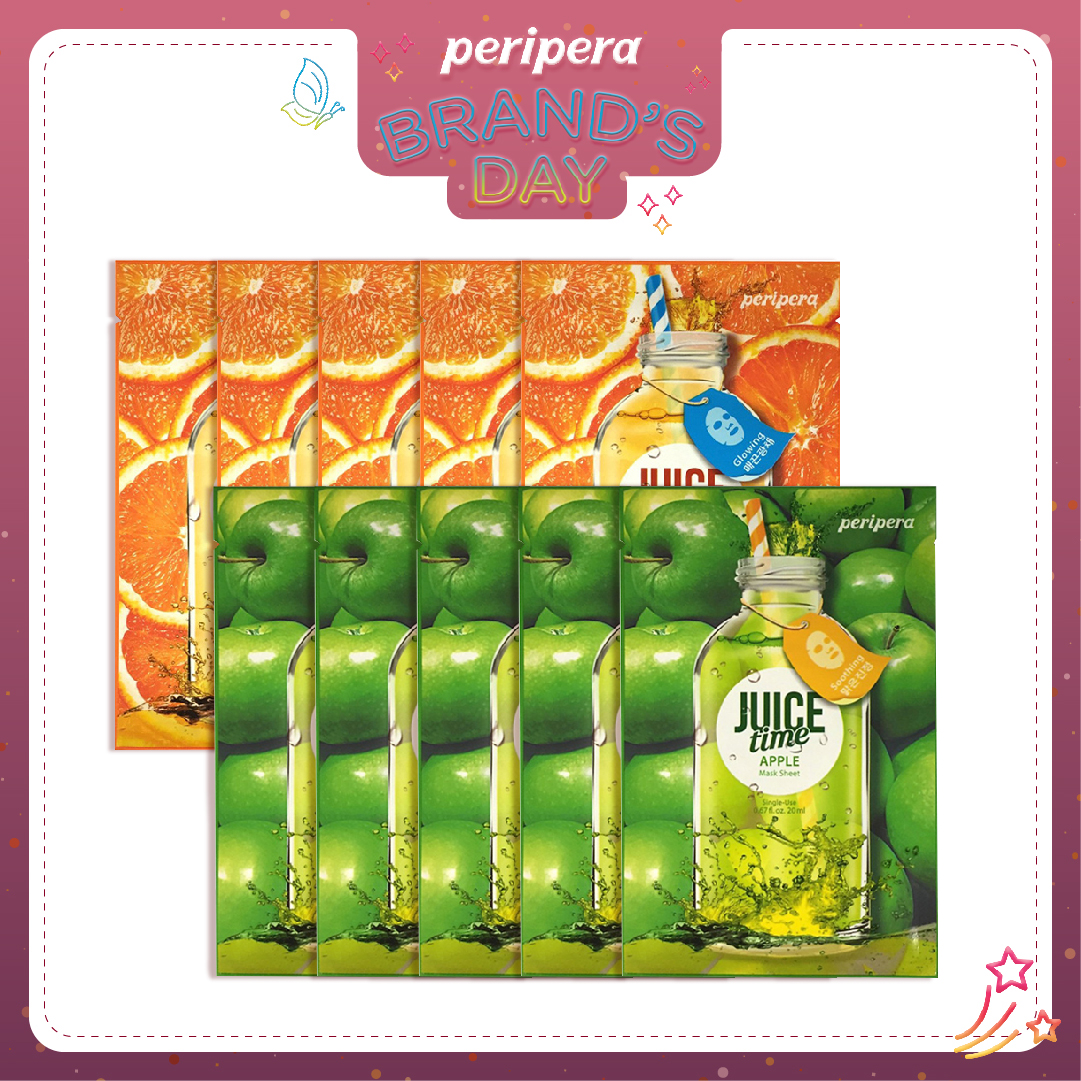 Combo 10 Mặt Nạ Giấy Cấp Ẩm, Cải Thiện Da Sáng Đều Màu Peripera Juice Time