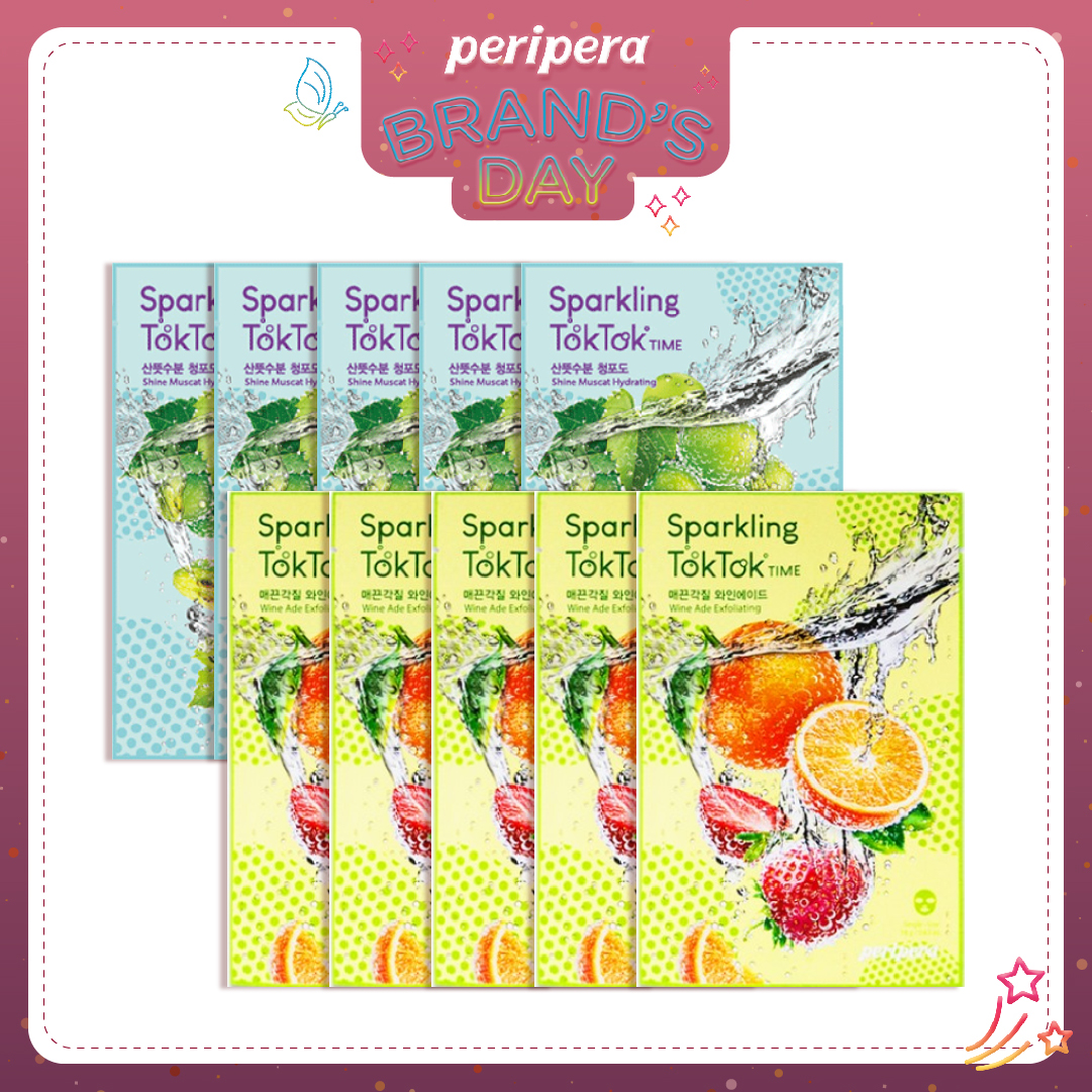 Combo 10 Mặt Nạ Giấy Cấp Ẩm, Chống Oxy Hóa Làm Trẻ Da Peripera Sparkling Toktok Time