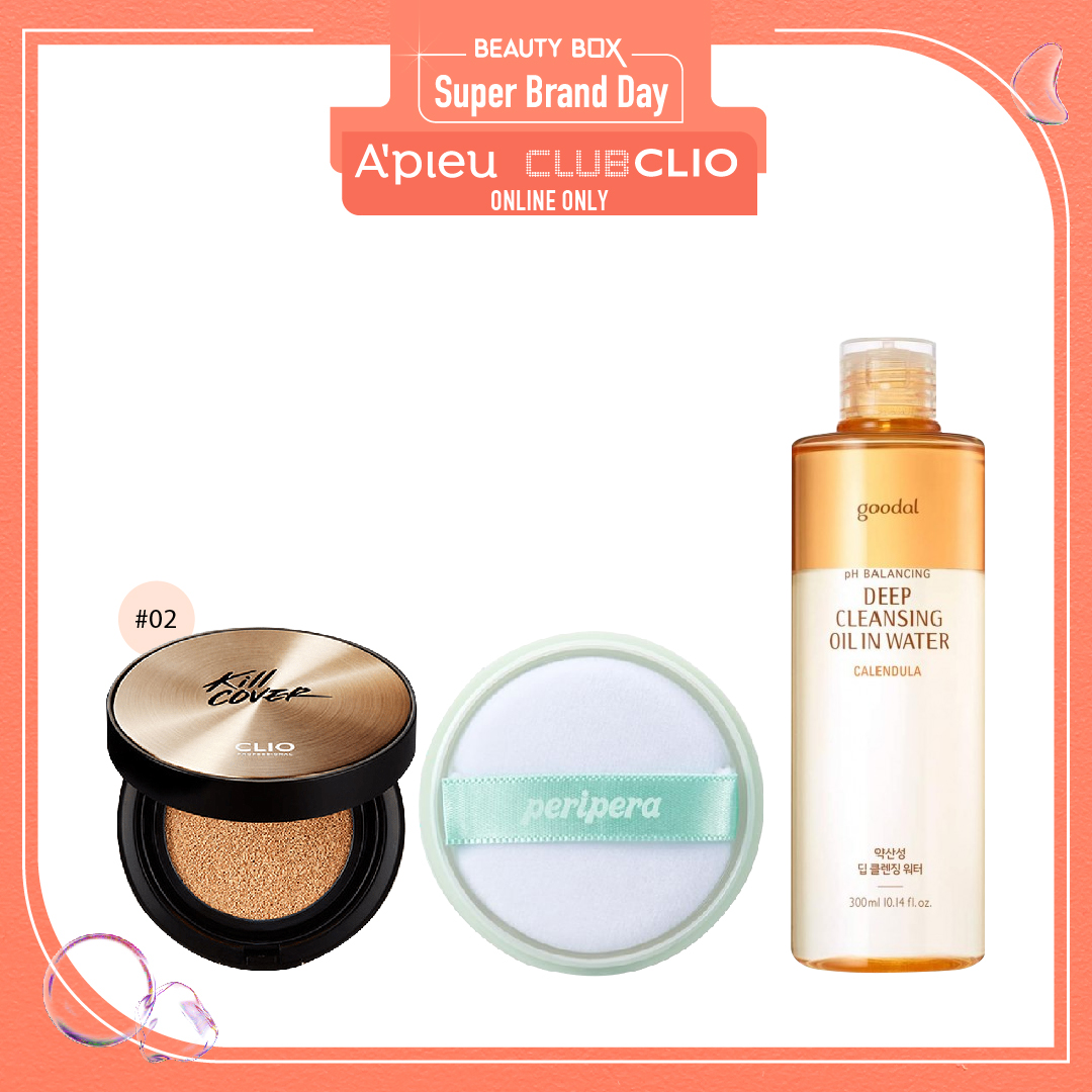 Combo Phấn Nước Dưỡng Ẩm Clio Kill Cover Ampoule Cushion Set 02 Lingerie