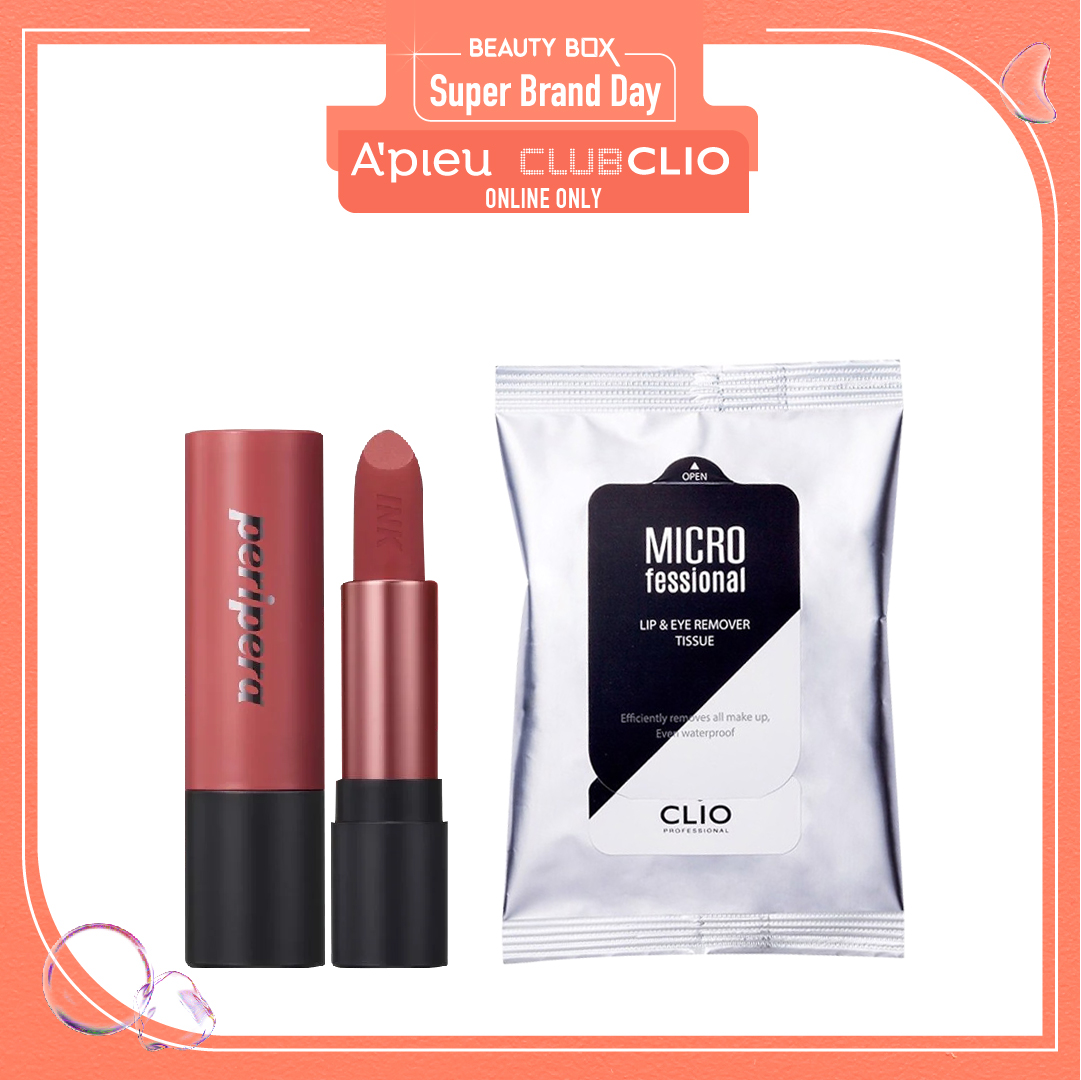 Combo Son Thỏi Lì Peripera Ink Tattoo Stick 01 Hush Pink