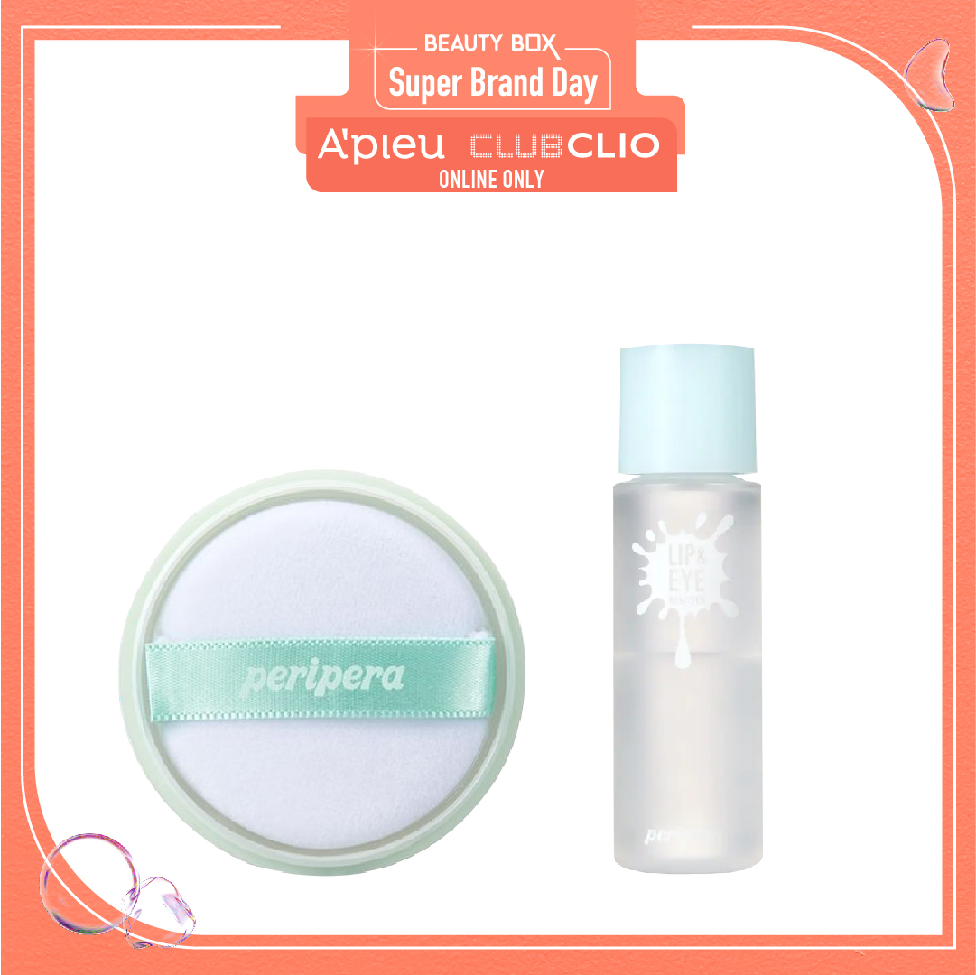 Combo Nước Tẩy Trang & Phấn Phủ Che Phủ Tự Nhiên Peripera Oil Capture Powder 5G