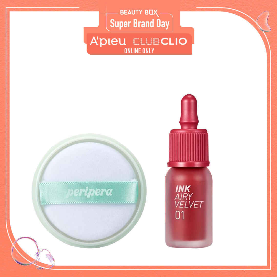 Combo Son Kem Lì Peripera Ink Airy Velvet 001 Hotspot Red