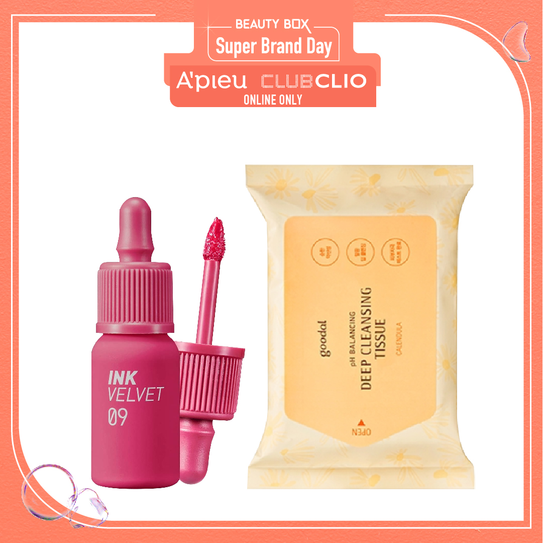 [Màu 9 Sparkling Pink] Combo Son Tint Nhung Mịn Peripera Ink Velvet