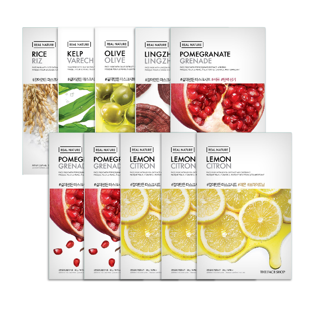 [Mua 5 Tặng 5] Combo Mặt Nạ Thefaceshop Real Nature Cấp Ẩm, Dưỡng Da Sáng Mịn