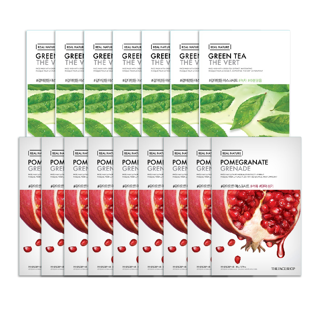 Combo 7 Mặt Nạ Giấy Thanh Lọc Da Thefaceshop Real Nature Green Tea (Trà Xanh)
