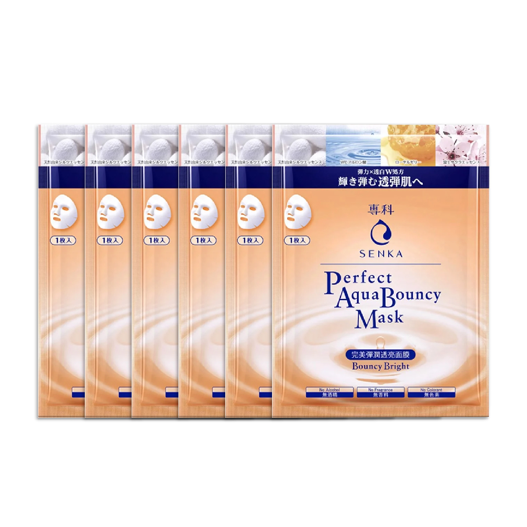 [Mua 3 Tặng 3] Combo Mặt Nạ Dưỡng Đàn Hồi Sáng Mịn Da Senka Perfect Aqua Bouncy Bright Mask (25Ml X6)