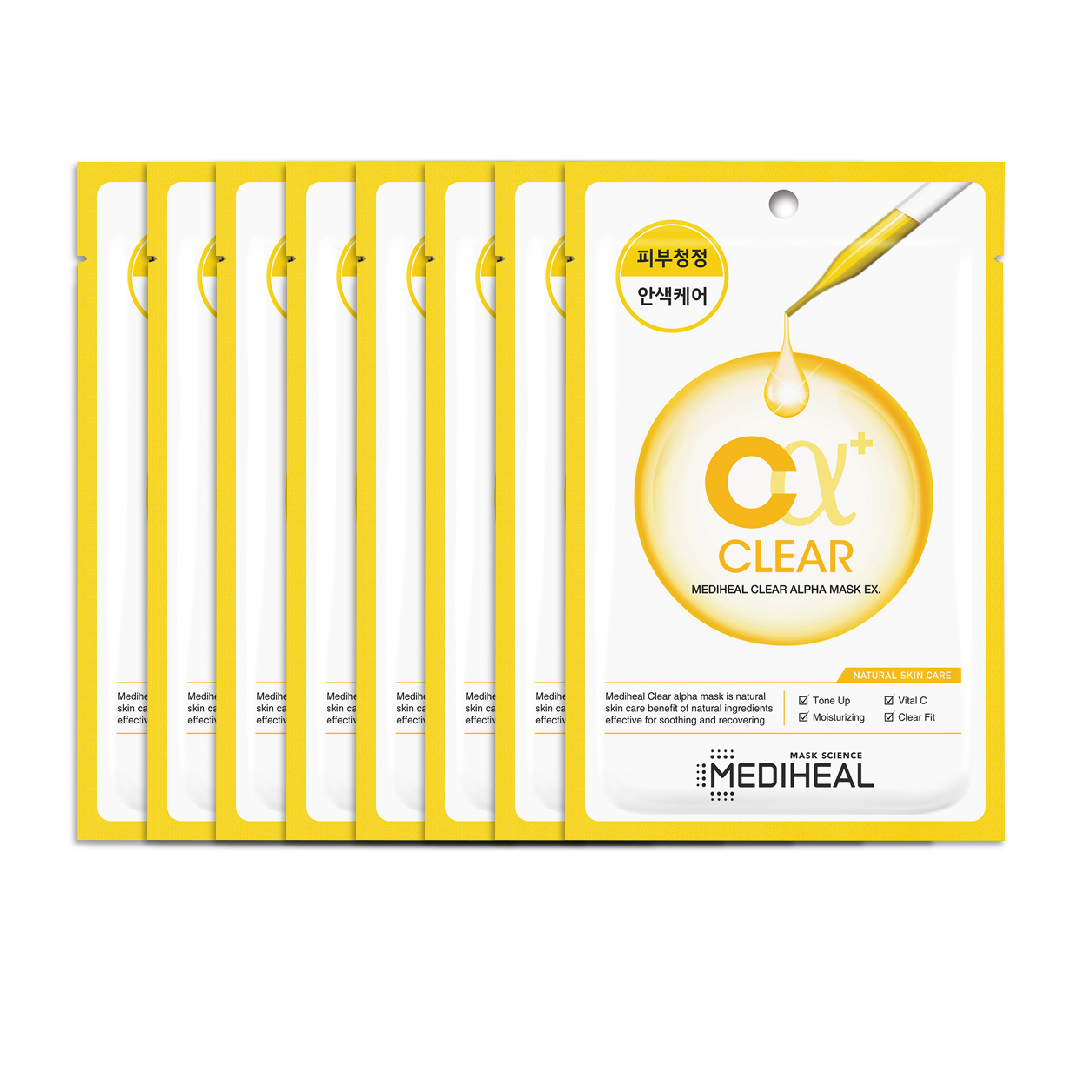 [Mua 4 Tặng 4] Combo Mặt Nạ Làm Sạch, Sáng Mịn Da Mediheal Clear Alpha Mask Ex (23Ml X 8 Miếng)