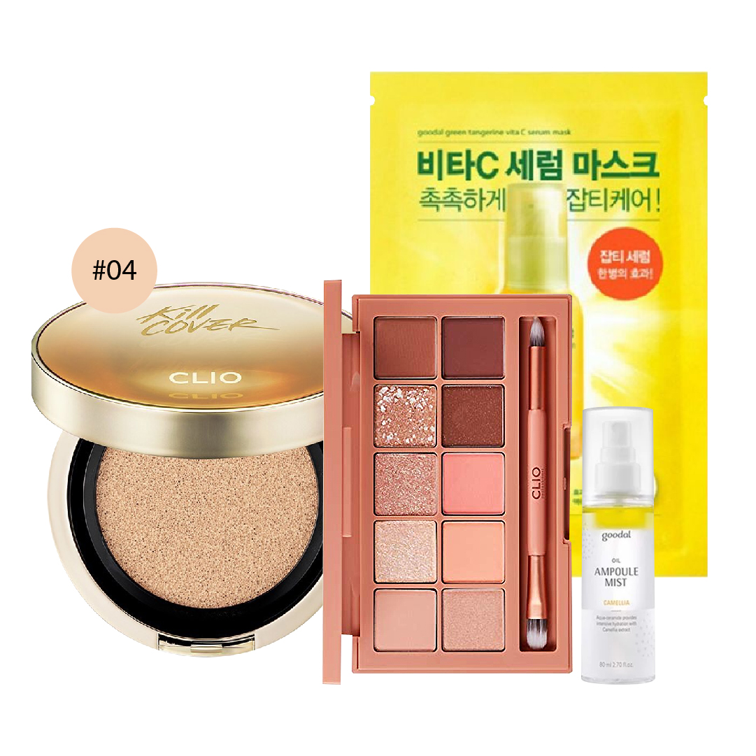 Combo Bảng Màu Mắt & Phấn Nước Clio Kill Cover Cica Serum Cushion Màu 04 Ginger