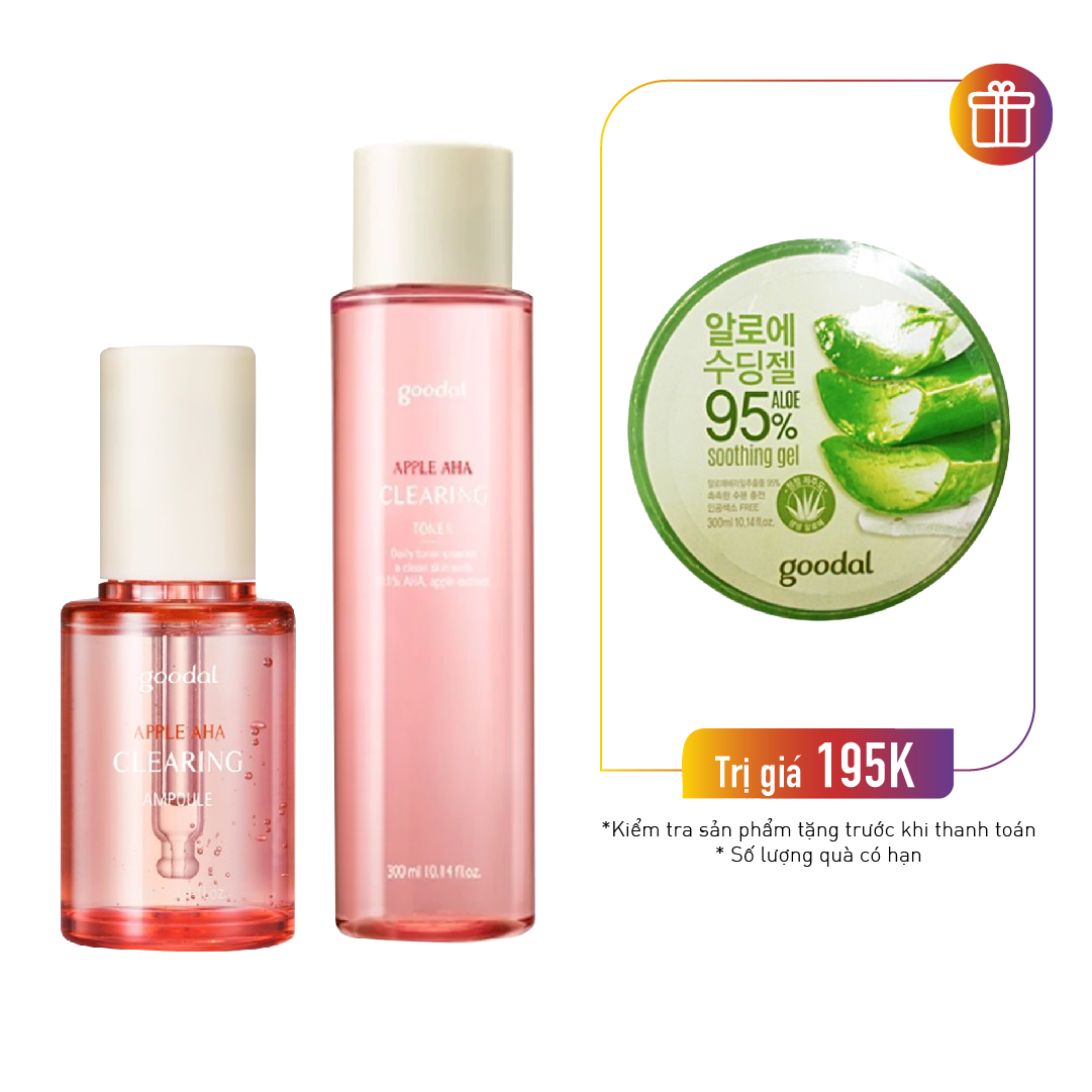 Combo Tinh Chất Làm Sạch Da Chết Và Nước Cân Bằng Goodal Apple Aha Clearing