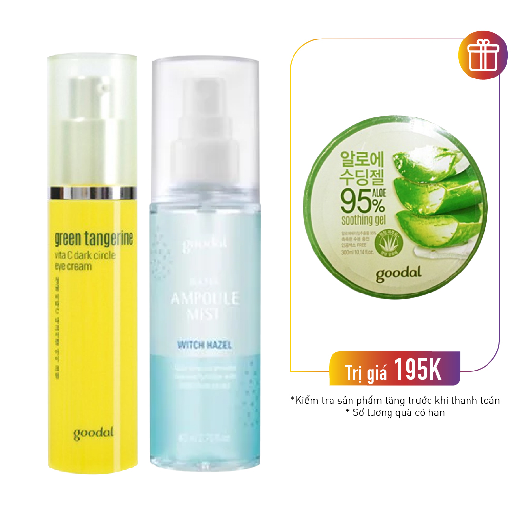 Combo Kem Dưỡng Mắt Goodal Green Tangerine Vita C & Xịt Khoáng Goodal Water Ampoule