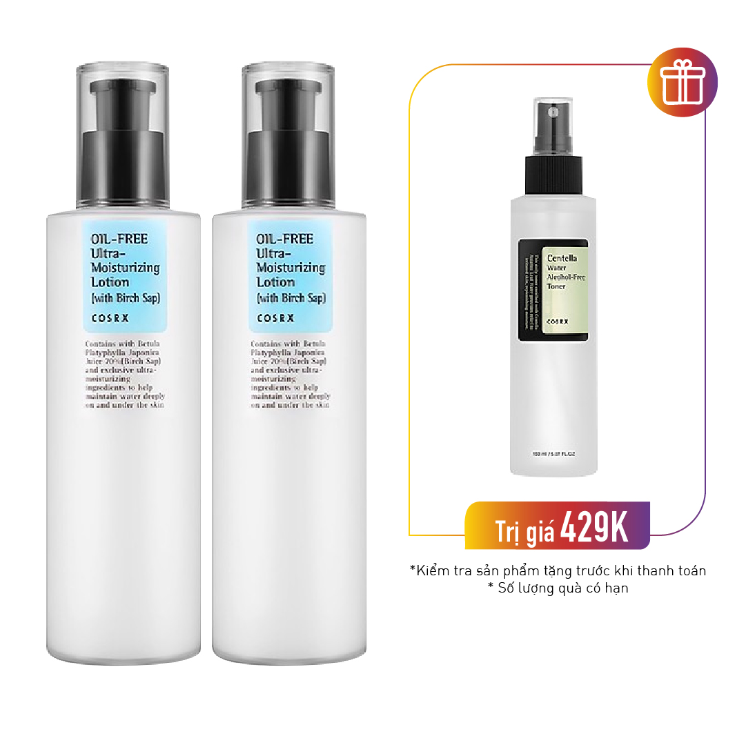 Combo 2 Sữa Dưỡng Da Mặt Cosrx Oil Free Ultra Moisturizing Lotion 100Ml