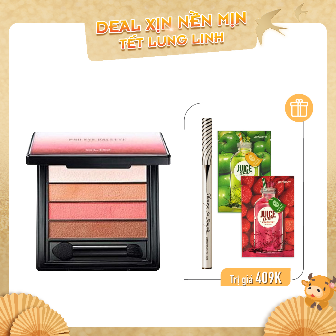 Combo Kẻ Mắt Nước & Bảng Màu Mắt Clio Pro Eye Palette Quad 04 All About Night 02 Rosy Glow