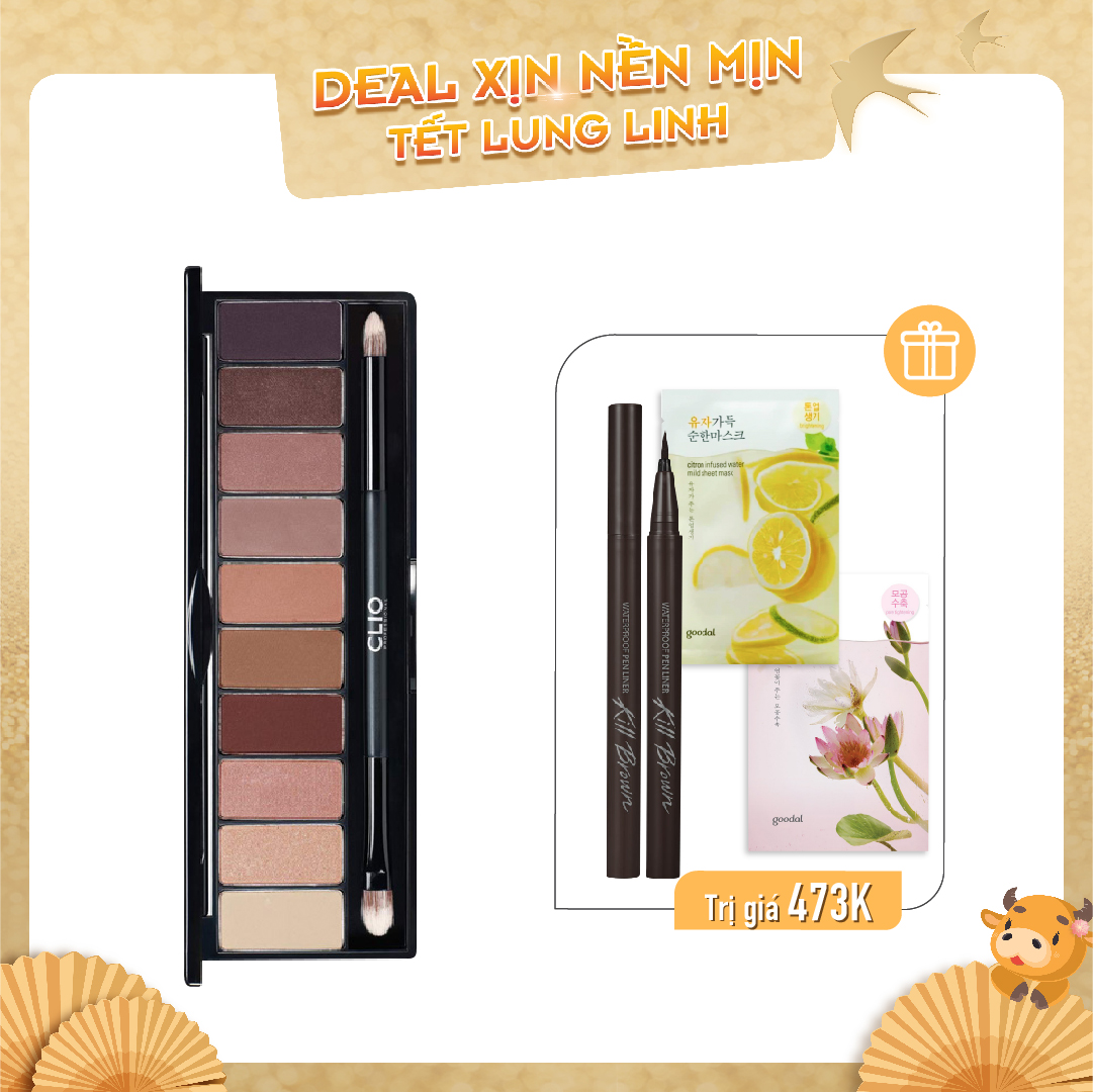 Combo Kẻ Viền Mắt & Bảng Màu Mắt Clio Pro Layering Eye Palette 02 Handcraft