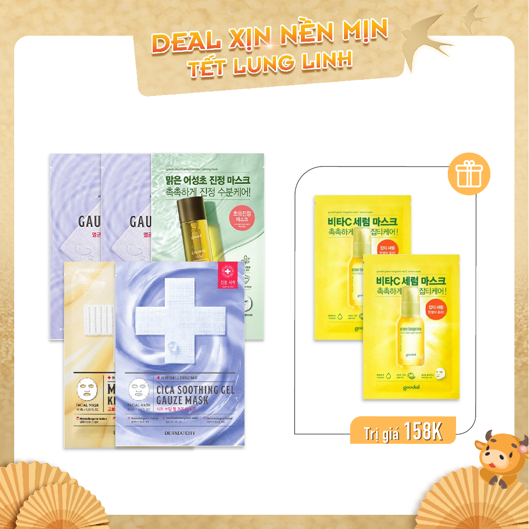 Combo 07 Mặt Nạ Giấy Dưỡng Ẩm, Làm Sáng Mịn Da Goodal