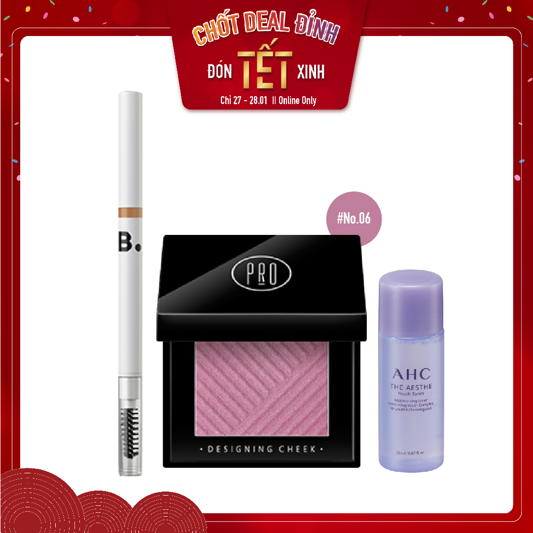 Combo Má Hồng & Chì Vẽ Chân Mày B. By Banila Truetrick Brow Auto Pencil 02 Brownie